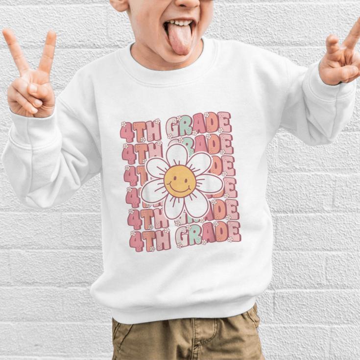 Groovy 4th Grade Back To School First Day Of Fourth Grade Graphic Kid Sweatshirt