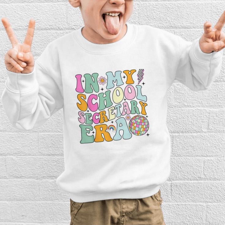 Groovy In My School Secretary Era Back To School Graphic Kid Sweatshirt Groovy In My School Secretary Era Back To School Graphic Kid Sweatshirt