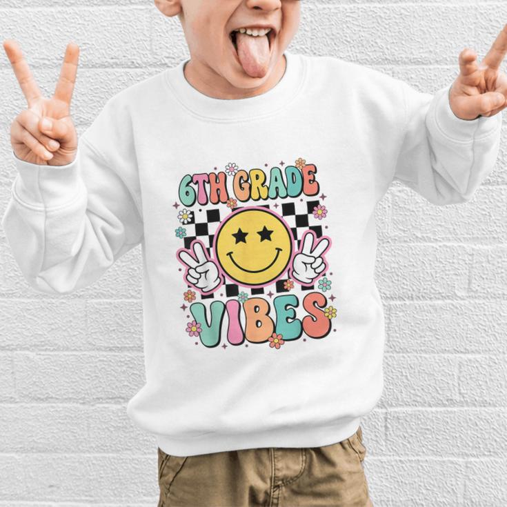Groovy Sixth 6TH Grade Vibes Back To School First Day Kids Graphic Kid Sweatshirt Groovy Sixth 6TH Grade Vibes Back To School First Day Kids Graphic Kid Sweatshirt