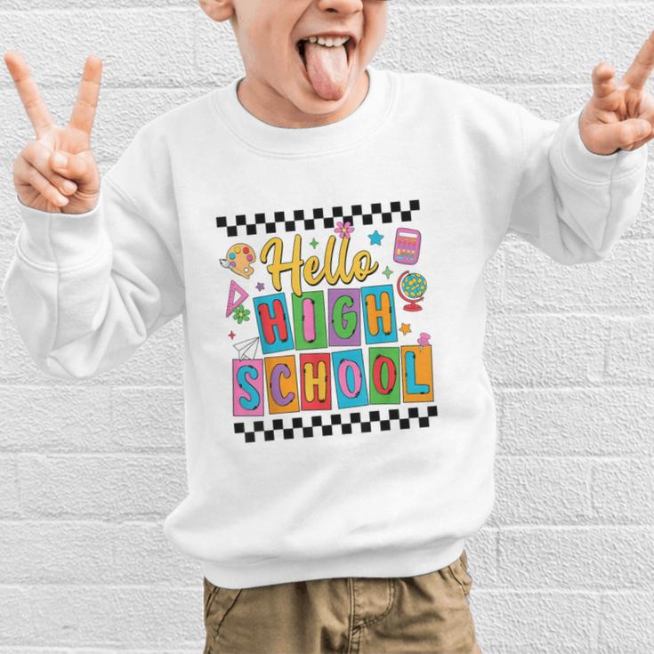 Hello Highshool First Day Of School Back To School Boy Girls Graphic Kid Sweatshirt