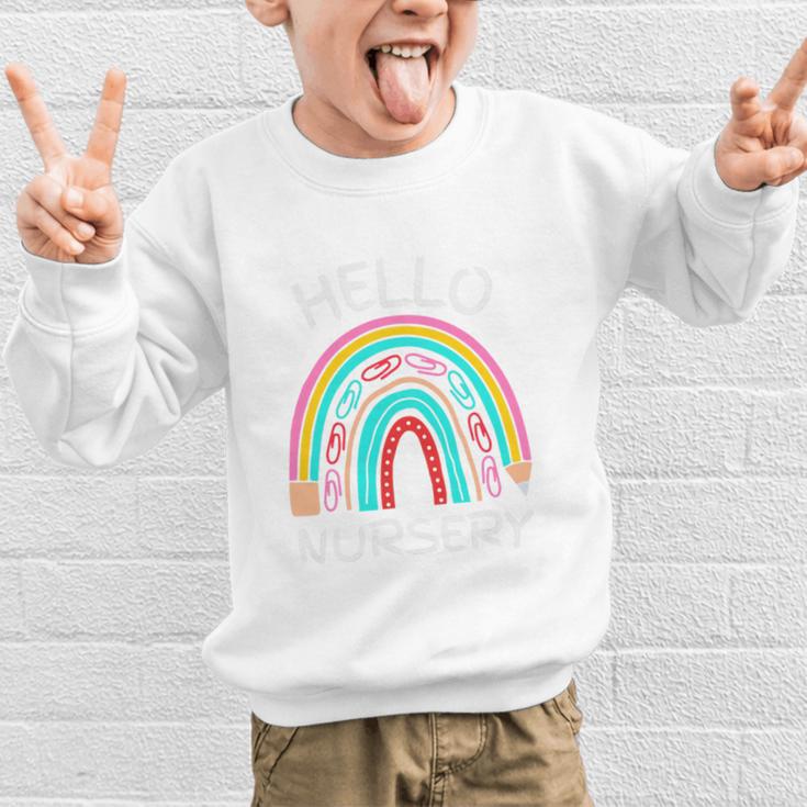 Hello Nursery Pencil Rainbow Back To School Boys Girls Premium Tri-Blend Graphic Kid Sweatshirt