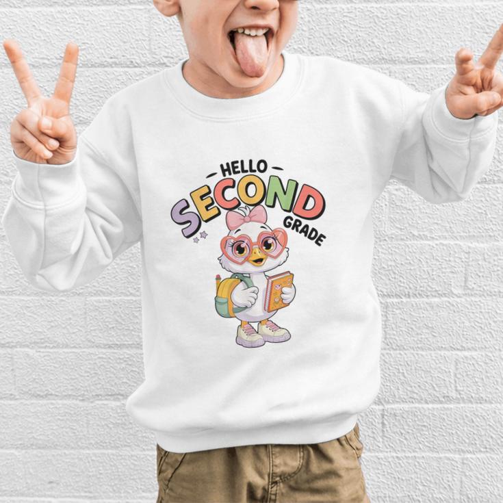 Hello Second Grade Cute Goose Back To School 2nd Grade Girls Graphic Kid Sweatshirt