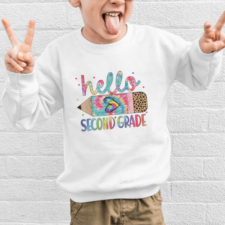 Hello Second Grade Pencil Tie Dye Back To School 2nd Grade Graphic Kid Sweatshirt Hello Second Grade Pencil Tie Dye Back To School 2nd Grade Graphic Kid Sweatshirt