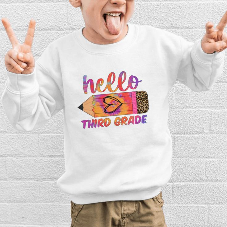 Hello Third Grade Back To School Pencil Tie Dye 3rd Grade Performance Graphic Kid Sweatshirt