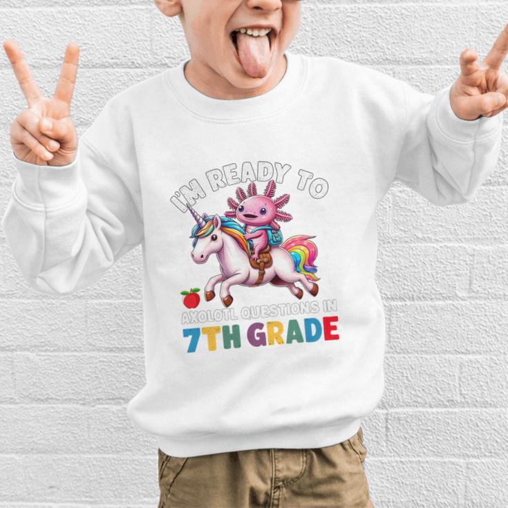 I'm Ready To Axolotl Questions In 7th Grade Back To School Premium Tri-Blend Graphic Kid Sweatshirt I'm Ready To Axolotl Questions In 7th Grade Back To School Premium Tri-Blend Graphic Kid Sweatshirt