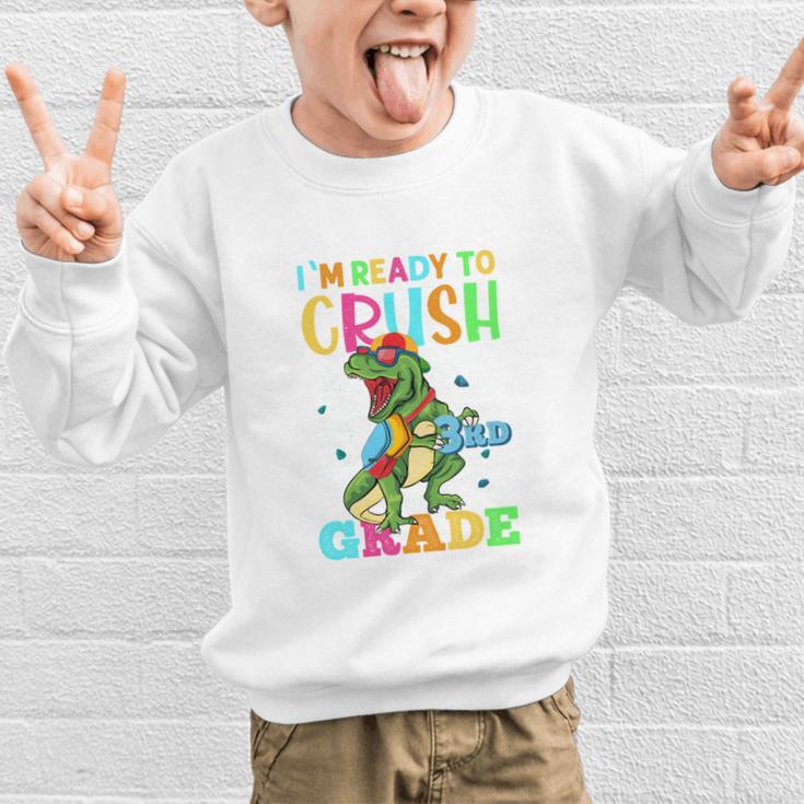 I'm Ready To Crush 3rd Grade Dinosaur Back To School Graphic Kid Sweatshirt I'm Ready To Crush 3rd Grade Dinosaur Back To School Graphic Kid Sweatshirt