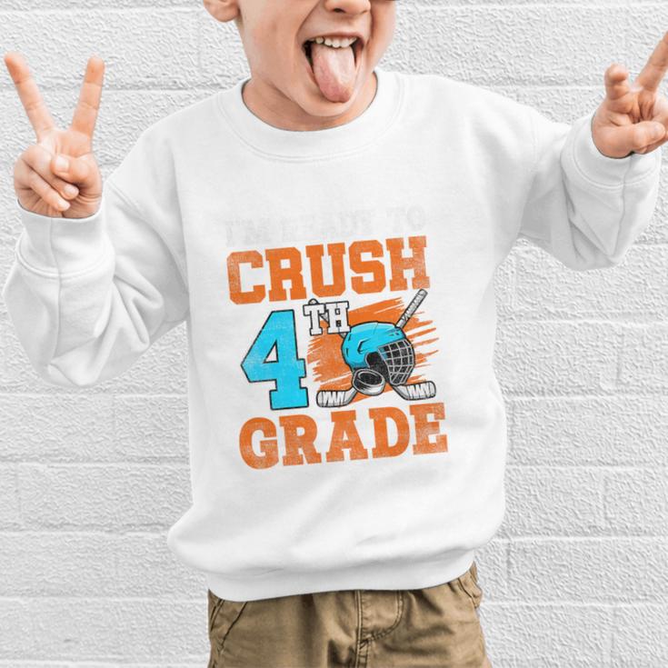 I'm Ready To Crush 4th Grade Hockey Kids Back To School Premium Tri-Blend Graphic Kid Sweatshirt I'm Ready To Crush 4th Grade Hockey Kids Back To School Premium Tri-Blend Graphic Kid Sweatshirt