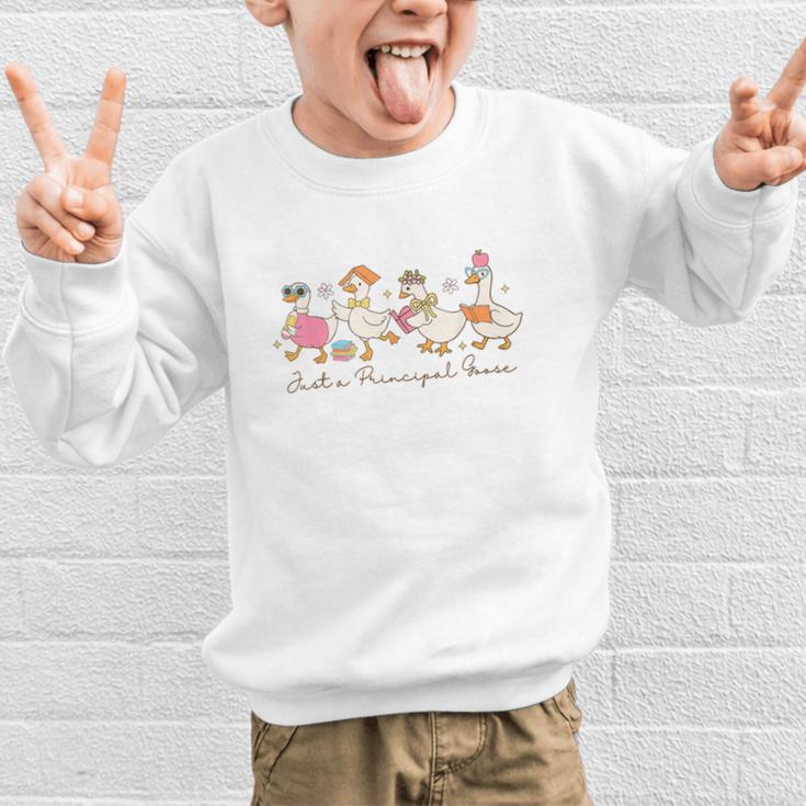Just a Principal Goose Back To School Silly Goose Principal Graphic Kid Sweatshirt