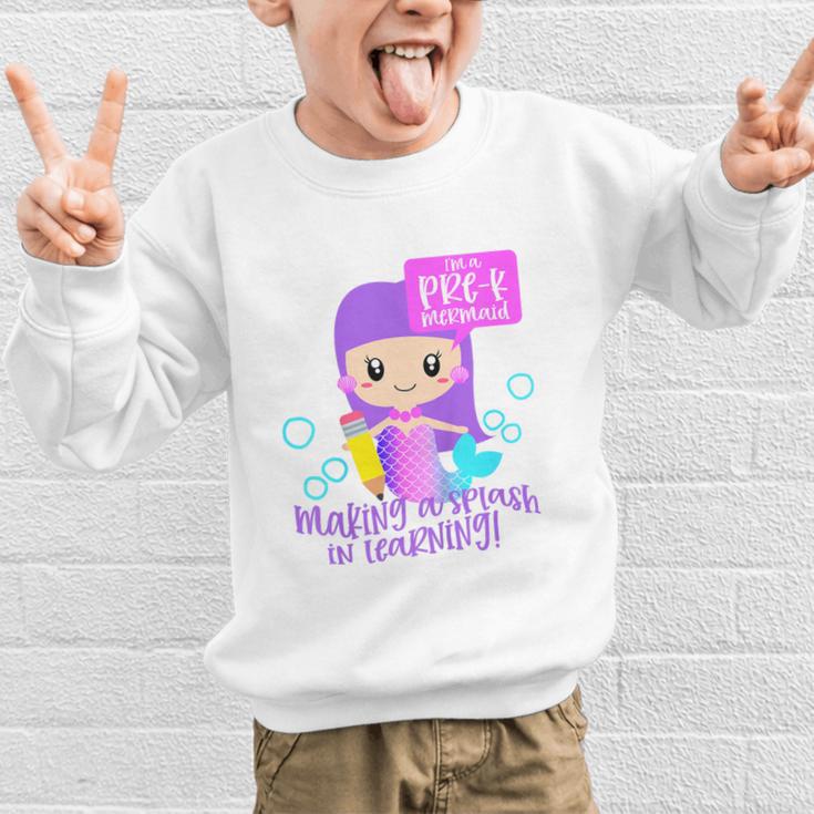 Kids Pre K Mermaid Back To School Toddler Girl First Day Of Prek Graphic Kid Sweatshirt Kids Pre K Mermaid Back To School Toddler Girl First Day Of Prek Graphic Kid Sweatshirt
