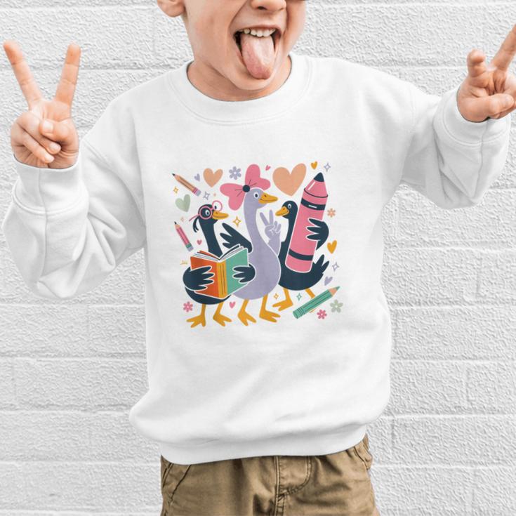 Kindergarten 1st Grade Goose Back To School Girls Graphic Kid Sweatshirt
