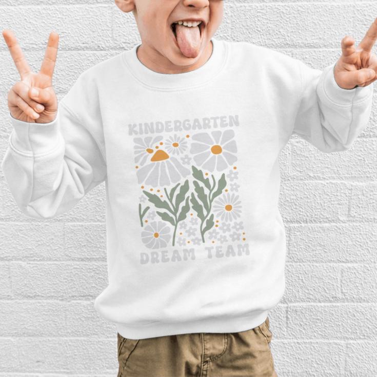 Kindergarten Dream Team First Day Back To School Boho Flower Performance Graphic Kid Sweatshirt Kindergarten Dream Team First Day Back To School Boho Flower Performance Graphic Kid Sweatshirt