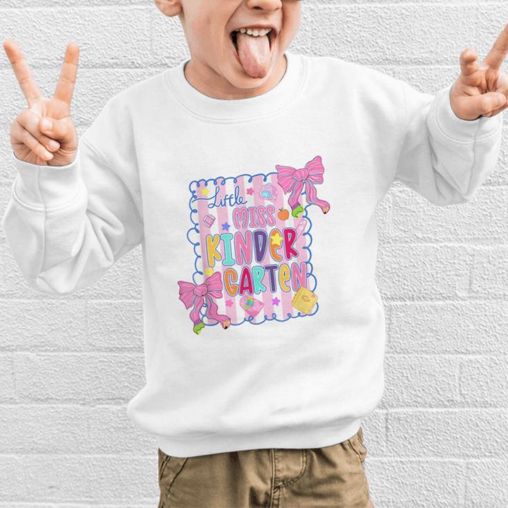 Little Miss Kindergarten Kids Girls Coquette Back To School Graphic Kid Sweatshirt Little Miss Kindergarten Kids Girls Coquette Back To School Graphic Kid Sweatshirt