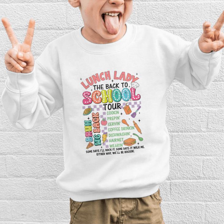 Lunch Cafeteria Crew Lady Back To School Tour Graphic Kid Sweatshirt Lunch Cafeteria Crew Lady Back To School Tour Graphic Kid Sweatshirt