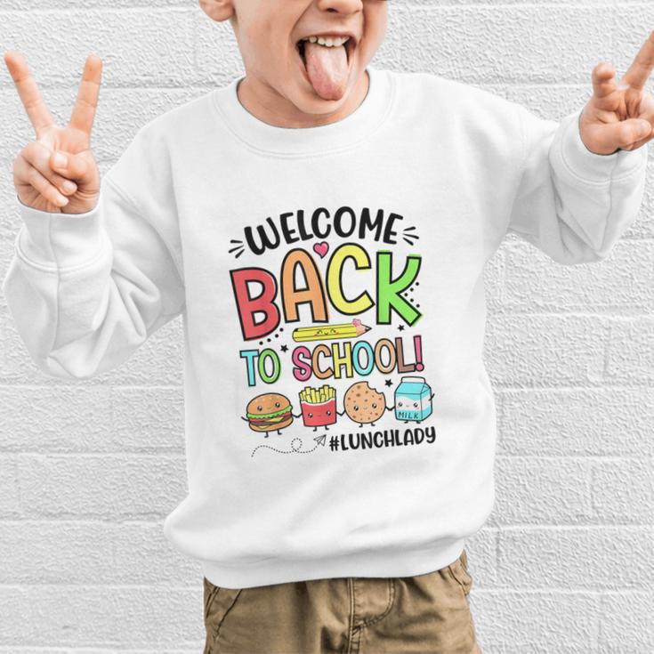 Lunch Lady Welcome Back To School First Day Of School Graphic Kid Sweatshirt