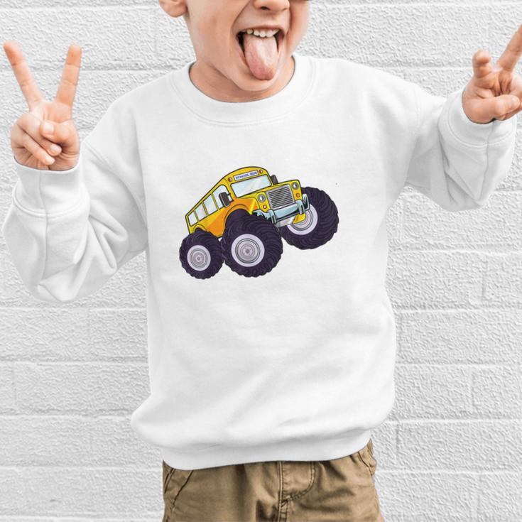 Monster Truck School Bus Yellow Back To School Kids Toddler Graphic Kid Sweatshirt