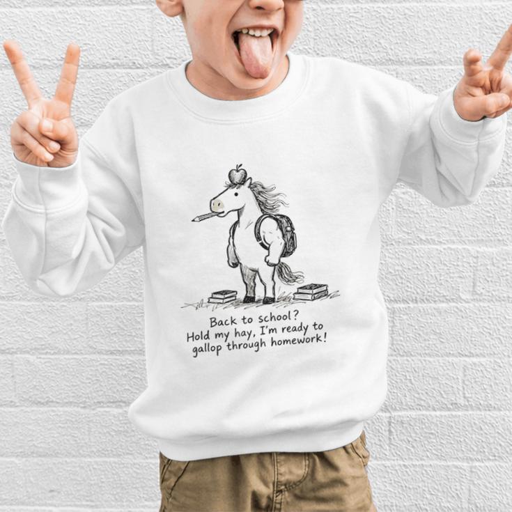 Naive Horse Doodle Back To School Gallop Homework Art Graphic Kid Sweatshirt Naive Horse Doodle Back To School Gallop Homework Art Graphic Kid Sweatshirt