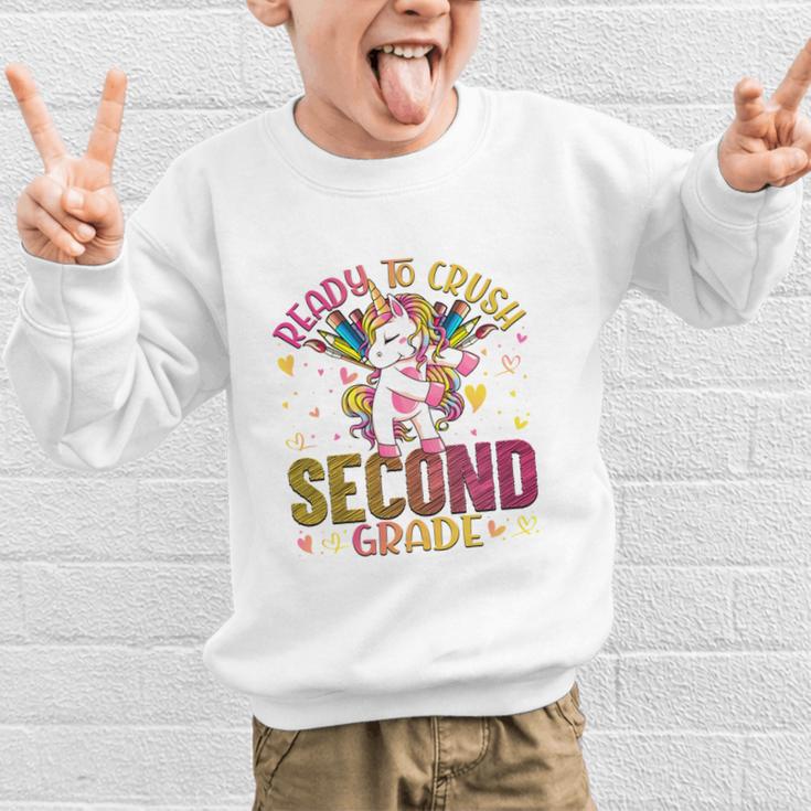 Ready To Crush Second 2nd Grade Back To School Unicorn Kids Performance Graphic Kid Sweatshirt Ready To Crush Second 2nd Grade Back To School Unicorn Kids Performance Graphic Kid Sweatshirt