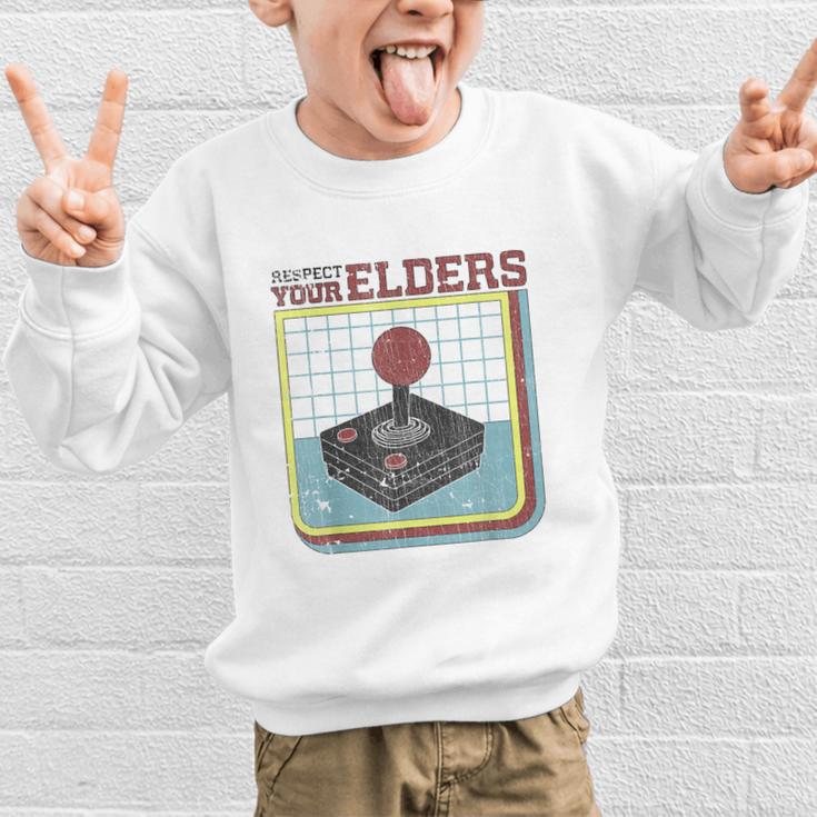 Respect Your Elders Retro Gamer Joystick Back To School Graphic Kid Sweatshirt Respect Your Elders Retro Gamer Joystick Back To School Graphic Kid Sweatshirt