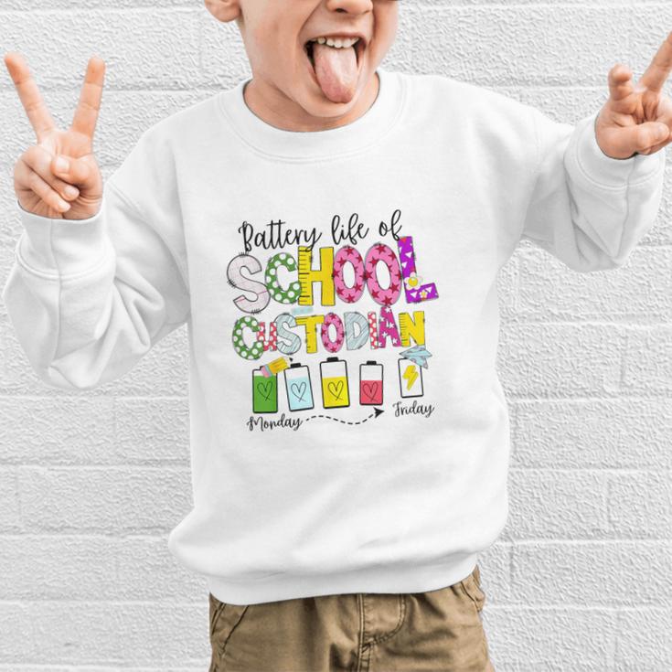 School Custodian Battery Life Back To School Janitor Graphic Kid Sweatshirt