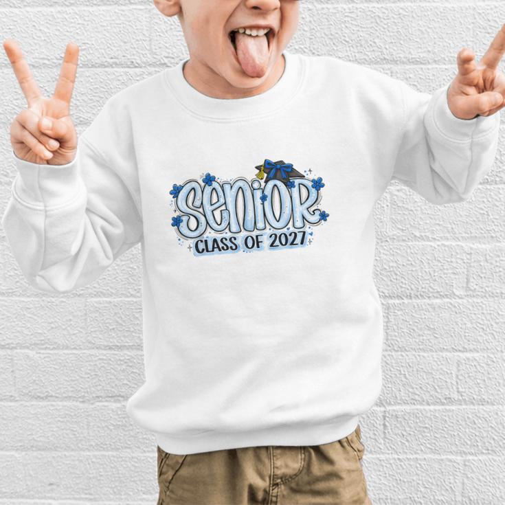 Senior 2027 Blue Girls Class Of 27 Back To School Graphic Kid Sweatshirt Senior 2027 Blue Girls Class Of 27 Back To School Graphic Kid Sweatshirt