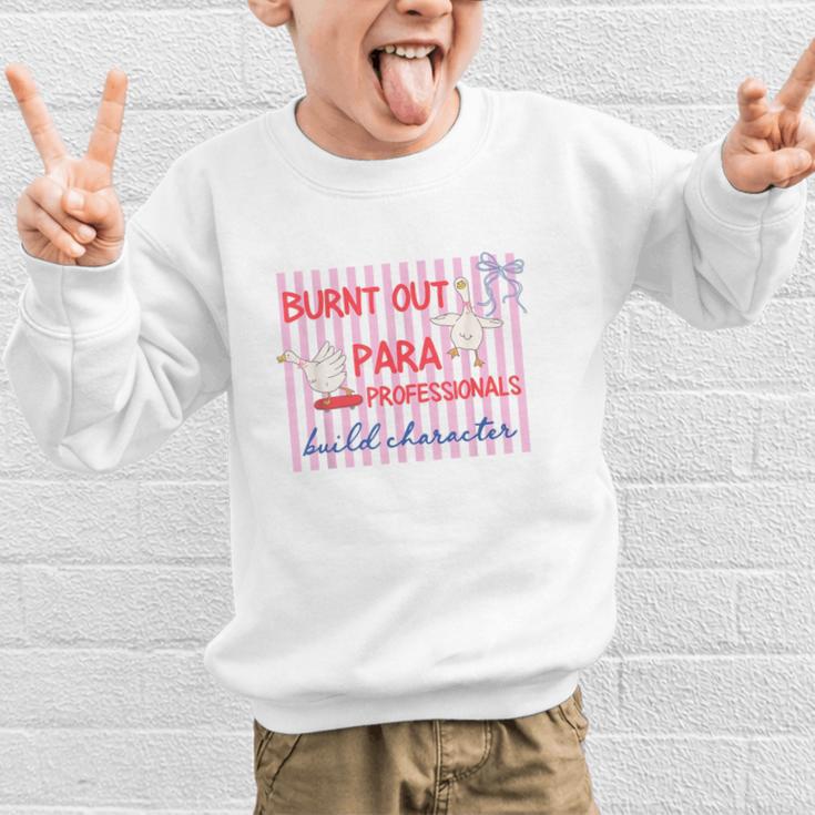 Striped Burnt Out Para Paraprofessional Back To School Graphic Kid Sweatshirt Striped Burnt Out Para Paraprofessional Back To School Graphic Kid Sweatshirt