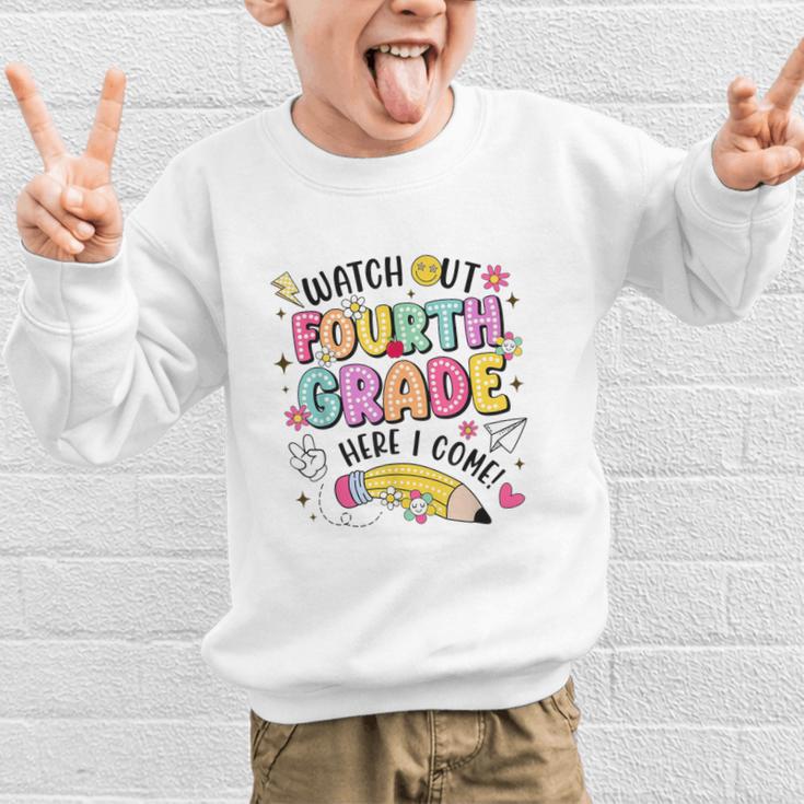 Watch Out Fourth Grade Here I Come Shirt Kids Back To School Graphic Kid Sweatshirt