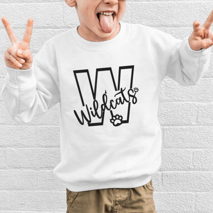 Wildcats School Sports Fan Team Spirit Mascot Back To School Graphic Kid Sweatshirt Wildcats School Sports Fan Team Spirit Mascot Back To School Graphic Kid Sweatshirt