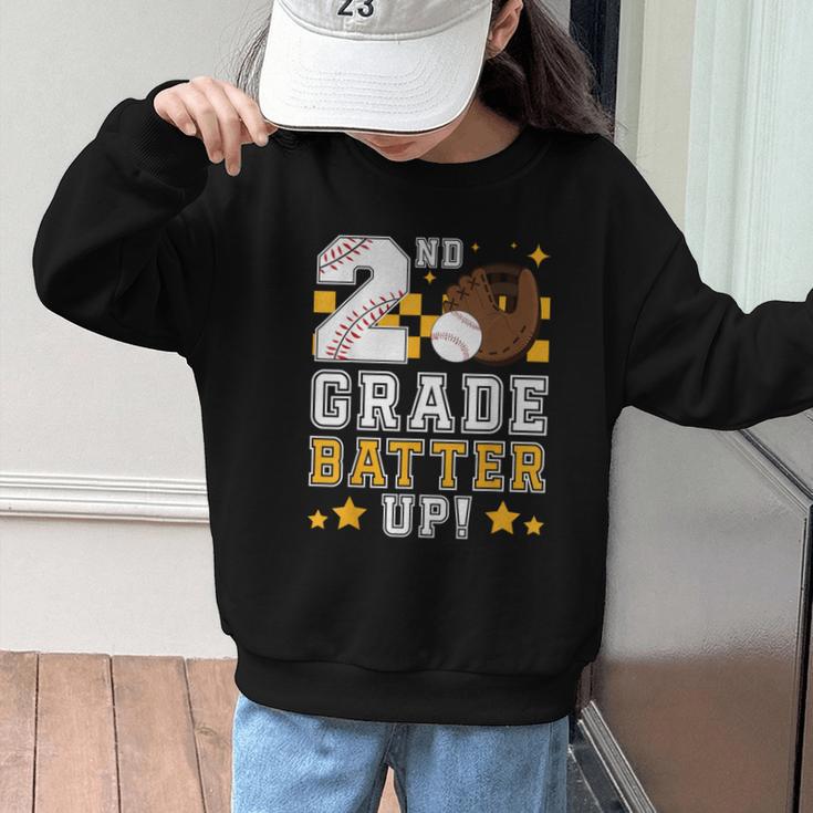 2nd Grade Batter Up Baseball First Day Back To School Graphic Kid Sweatshirt