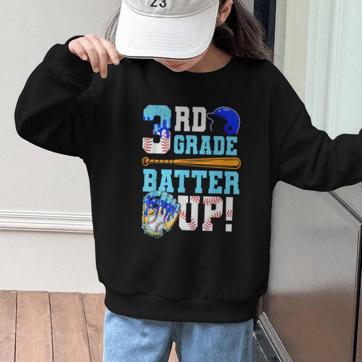 3rd Grade Back To School Baseball Drip Ice Cream Batter Up Graphic Kid Sweatshirt 3rd Grade Back To School Baseball Drip Ice Cream Batter Up Graphic Kid Sweatshirt