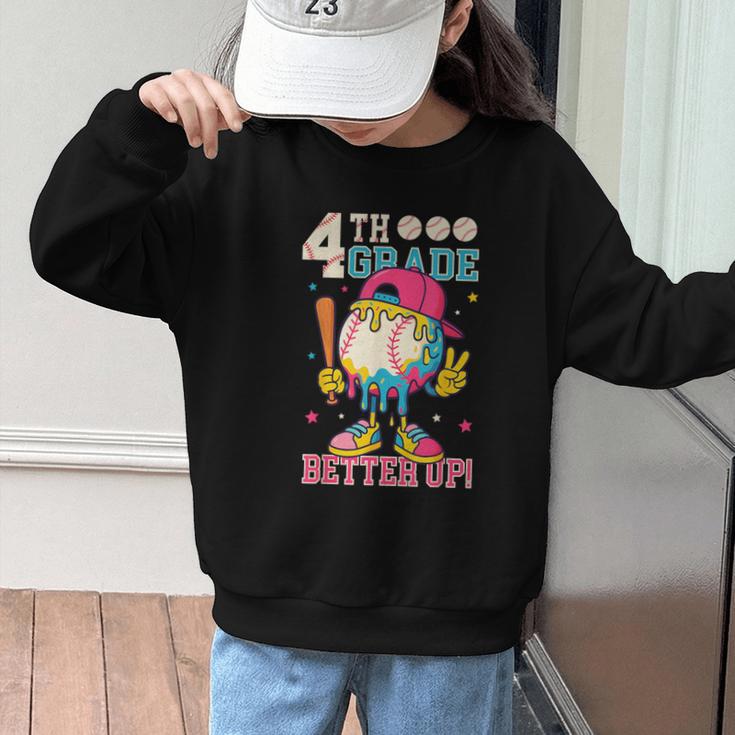 4th Grade Back To School Baseball Drip Ice Cream Game On Graphic Kid Sweatshirt