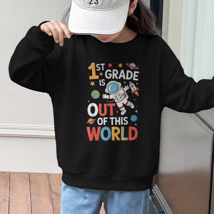 Back To School 1st Grade Is Out Of This World Graphic Kid Sweatshirt Back To School 1st Grade Is Out Of This World Graphic Kid Sweatshirt
