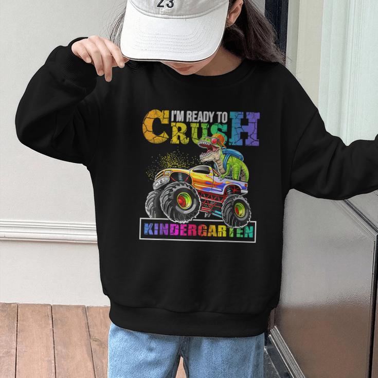 Back To School Boy Dinosaur I'm Ready To Crush Kindergarten Graphic Kid Sweatshirt Back To School Boy Dinosaur I'm Ready To Crush Kindergarten Graphic Kid Sweatshirt
