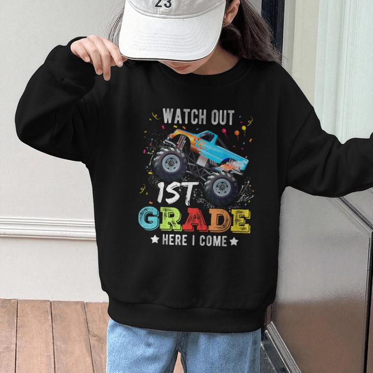 Back To School First Grade Here I Come For Boy Kids Truck Graphic Kid Sweatshirt