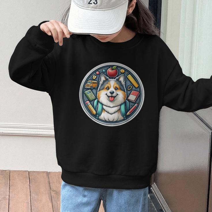 Back To School Icelandic Sheepdog Dog Boy Girls Student Kids Graphic Kid Sweatshirt
