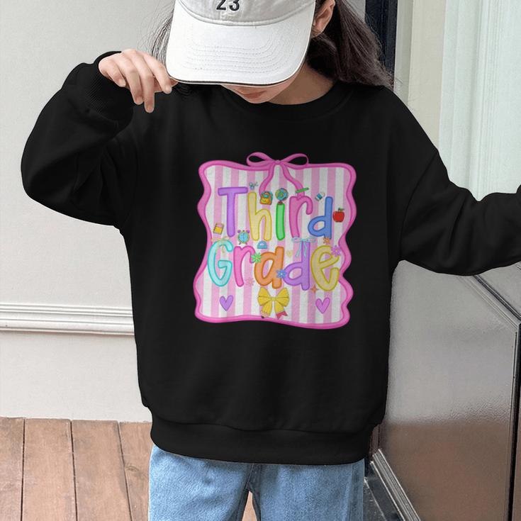 Back To School Third Grade Girls Coquette Bow 3rd Grade Kids Graphic Kid Sweatshirt Back To School Third Grade Girls Coquette Bow 3rd Grade Kids Graphic Kid Sweatshirt