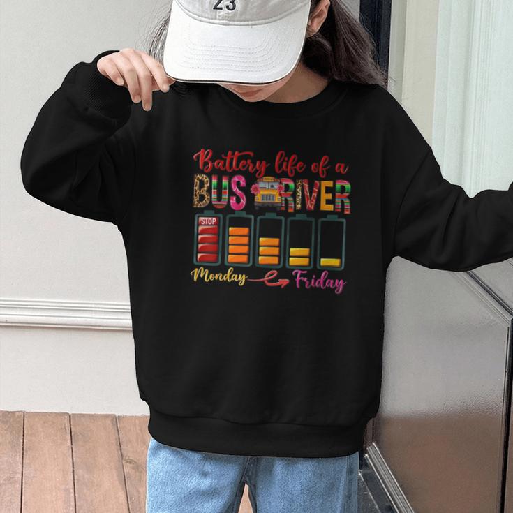 Battery Life Of A Bus Driver First Day Back To School Graphic Kid Sweatshirt Battery Life Of A Bus Driver First Day Back To School Graphic Kid Sweatshirt