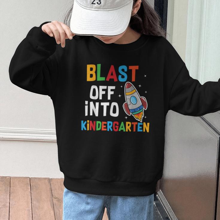 Blast Off Into Kindergarten Back To School Rocket Graphic Kid Sweatshirt