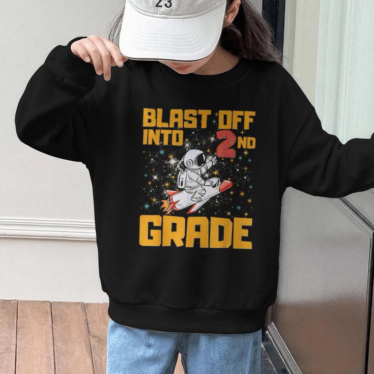 Blast Off Into Second Grade Back To School 2nd Graders Graphic Kid Sweatshirt