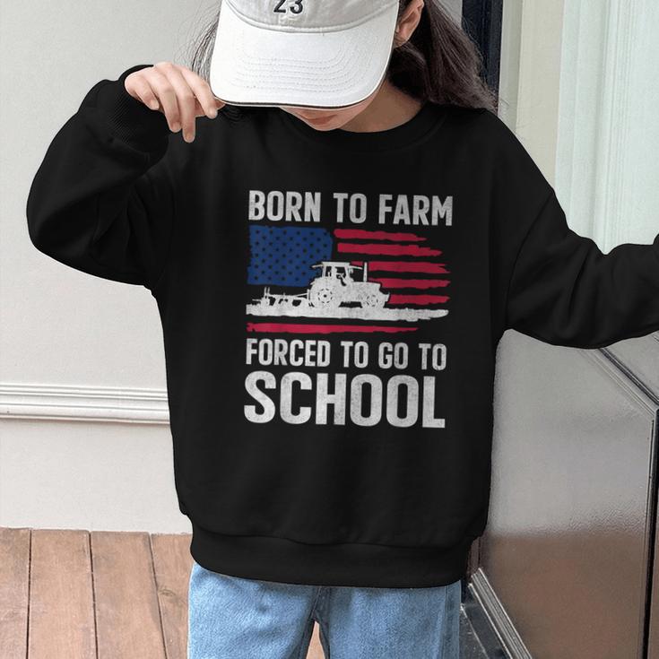 Born To Farm Forced To Go To School Farmer Back To School Graphic Kid Sweatshirt