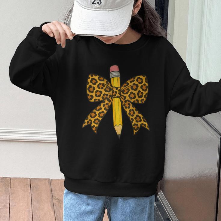 Bow Pencil Leopard First Day Of School Back To School Graphic Kid Sweatshirt