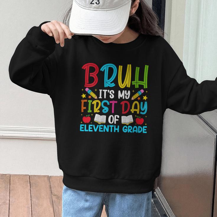 Bruh It's My First Day Of Junior Back To School Graphic Kid Sweatshirt