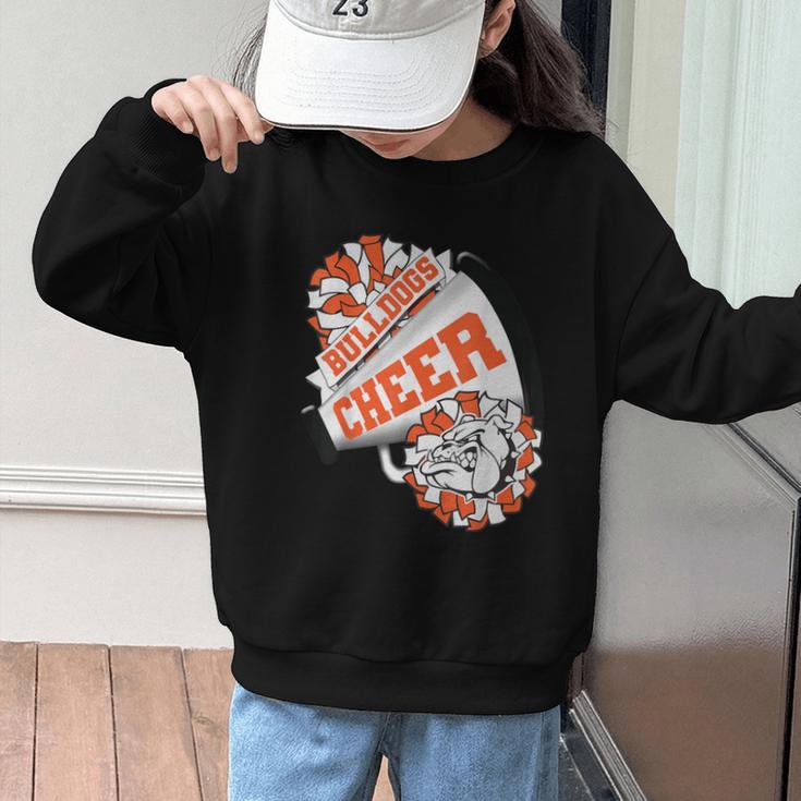 Bulldogs Cheerleading Back To School Cheer Team Orange Graphic Kid Sweatshirt Bulldogs Cheerleading Back To School Cheer Team Orange Graphic Kid Sweatshirt