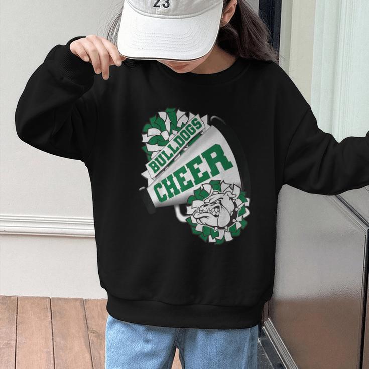 Bulldogs Cheerleading Back To School Cheer Team Spirit Green Graphic Kid Sweatshirt Bulldogs Cheerleading Back To School Cheer Team Spirit Green Graphic Kid Sweatshirt