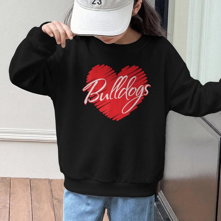 Bulldogs Heart Back To School Spirit R Graphic Kid Sweatshirt Bulldogs Heart Back To School Spirit R Graphic Kid Sweatshirt