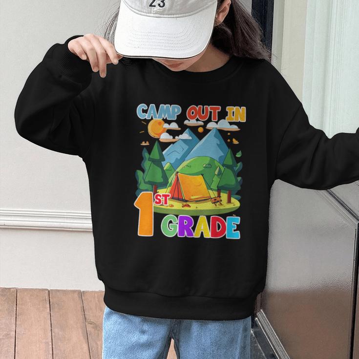 Camp Out In 1st Grade Back To School For Camping Lover Graphic Kid Sweatshirt