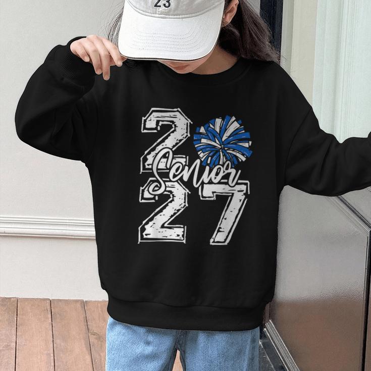 Class Of 2027 Cheer Blue Senior 2027 Back To School Graphic Kid Sweatshirt Class Of 2027 Cheer Blue Senior 2027 Back To School Graphic Kid Sweatshirt