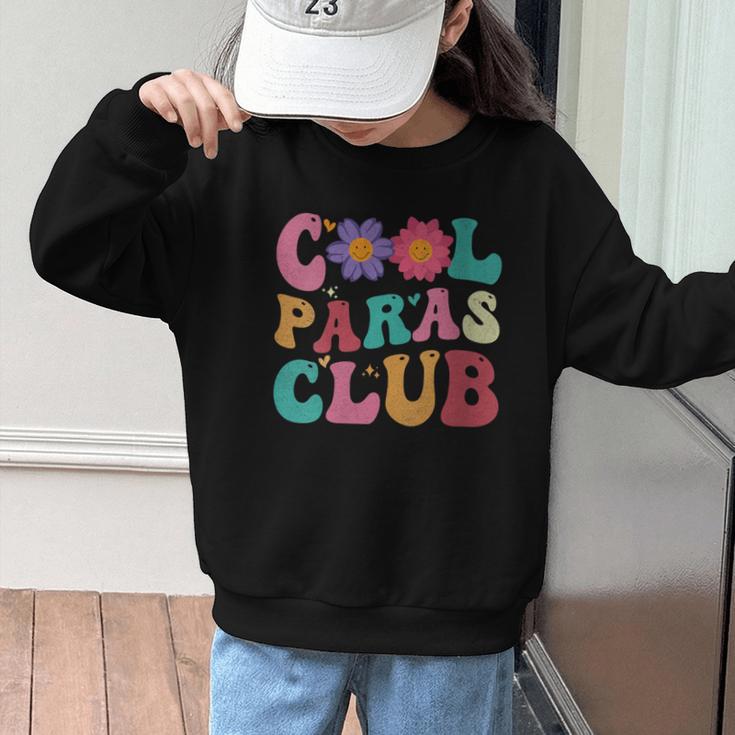 Cool Paras Club Paraprofessional Groovy Back To School Graphic Kid Sweatshirt