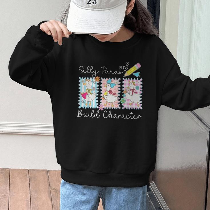 Coquette Back To School Silly Paras Build Character Graphic Kid Sweatshirt