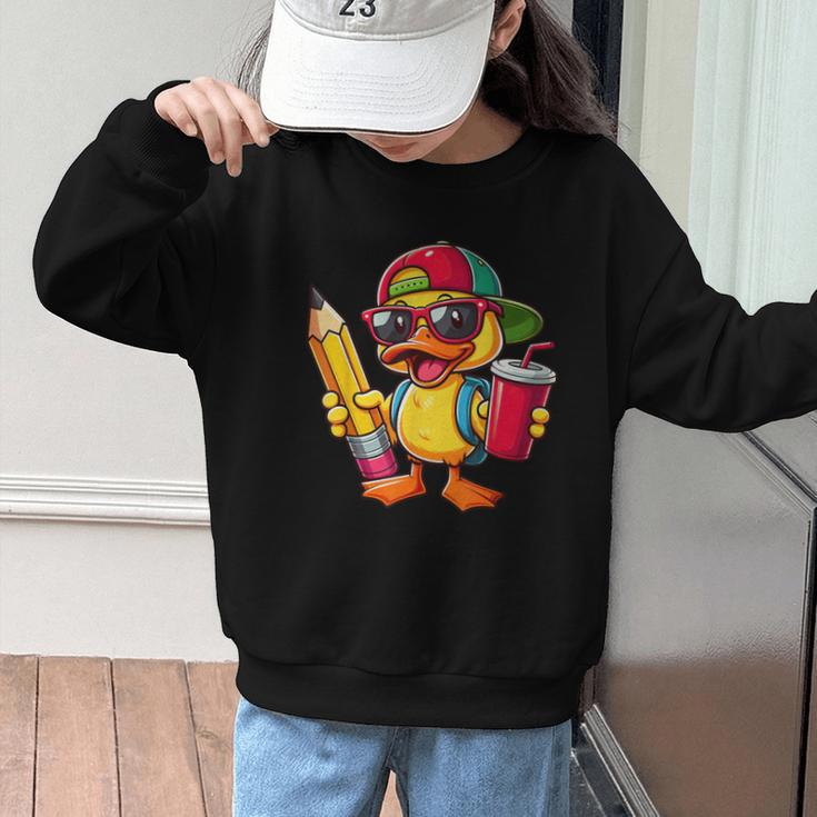 Cute Duck Lover Pencil Back To School Kids Boys Girls Graphic Kid Sweatshirt Cute Duck Lover Pencil Back To School Kids Boys Girls Graphic Kid Sweatshirt