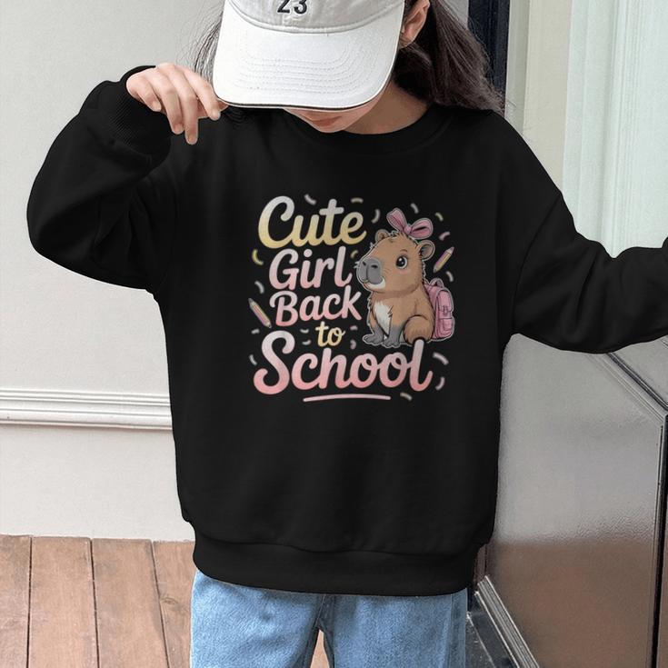 Cute Girl Back To School Capybara First Day Of School Kids Graphic Kid Sweatshirt Cute Girl Back To School Capybara First Day Of School Kids Graphic Kid Sweatshirt